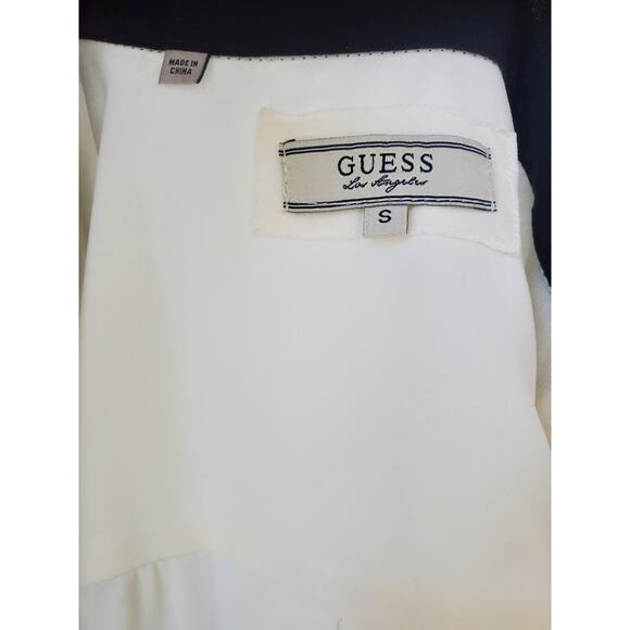 Guess Button Down Size S Sheer Blouse Office Chic Business Casual Holiday Party - Picture 10 of 11